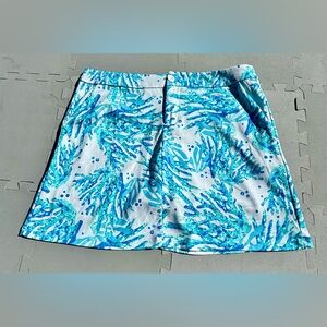 Top It Off Serena Skort Skirt Sz Large Blue Green Golf Tennis Pickleball Pockets